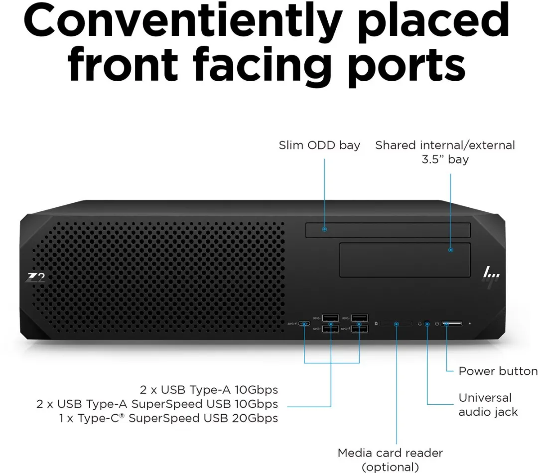 HP Z2 G9 i7-14700 Workstation - 16GB DDR5 1TB SSD - Zwart