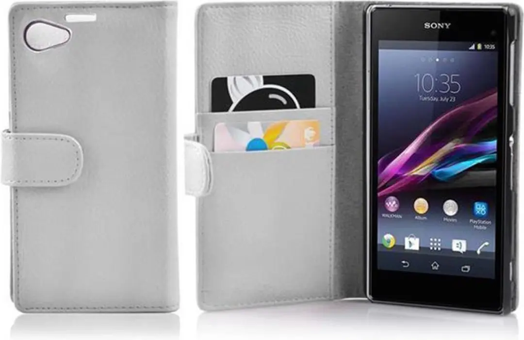 Cadorabo Hoesje geschikt voor Sony Xperia Z1 COMPACT in MAGNESIUM WIT