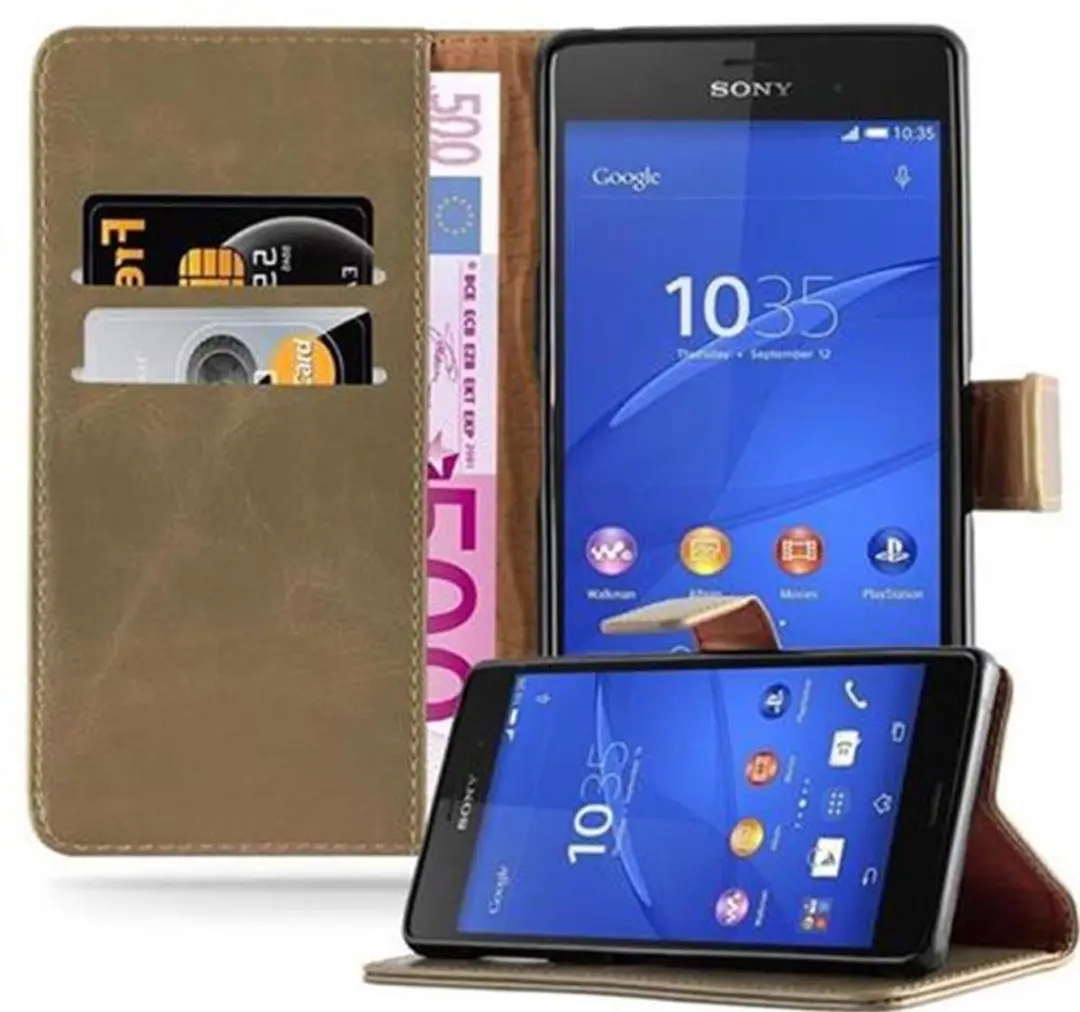 Cadorabo Hoesje geschikt voor Sony Xperia Z3 in CAPPUCCINO BRUIN