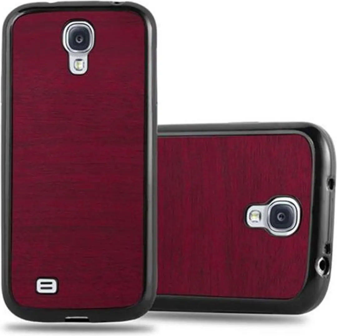 Cadorabo Hoesje geschikt voor Samsung Galaxy S4 in WOODEN ROOD