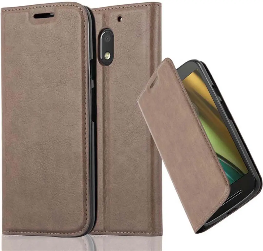 Cadorabo Hoesje geschikt voor Motorola MOTO E3 in KOFFIE BRUIN - Beschermhoes met magnetische sluiting, standfunctie en kaartvakje Book Case Cover Etui