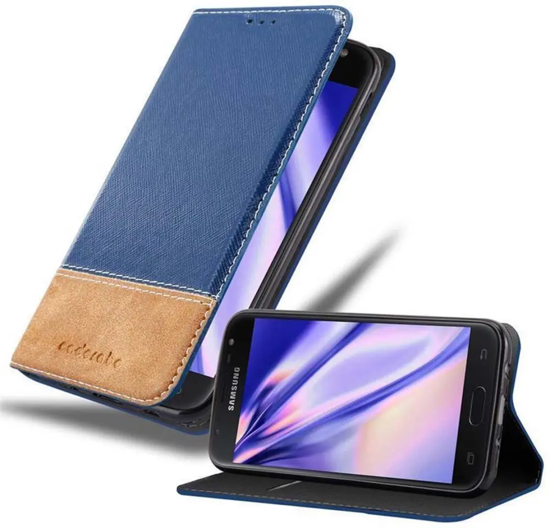 Cadorabo Hoesje geschikt voor Samsung Galaxy J7 2017 in DONKERBLAUW BRUIN