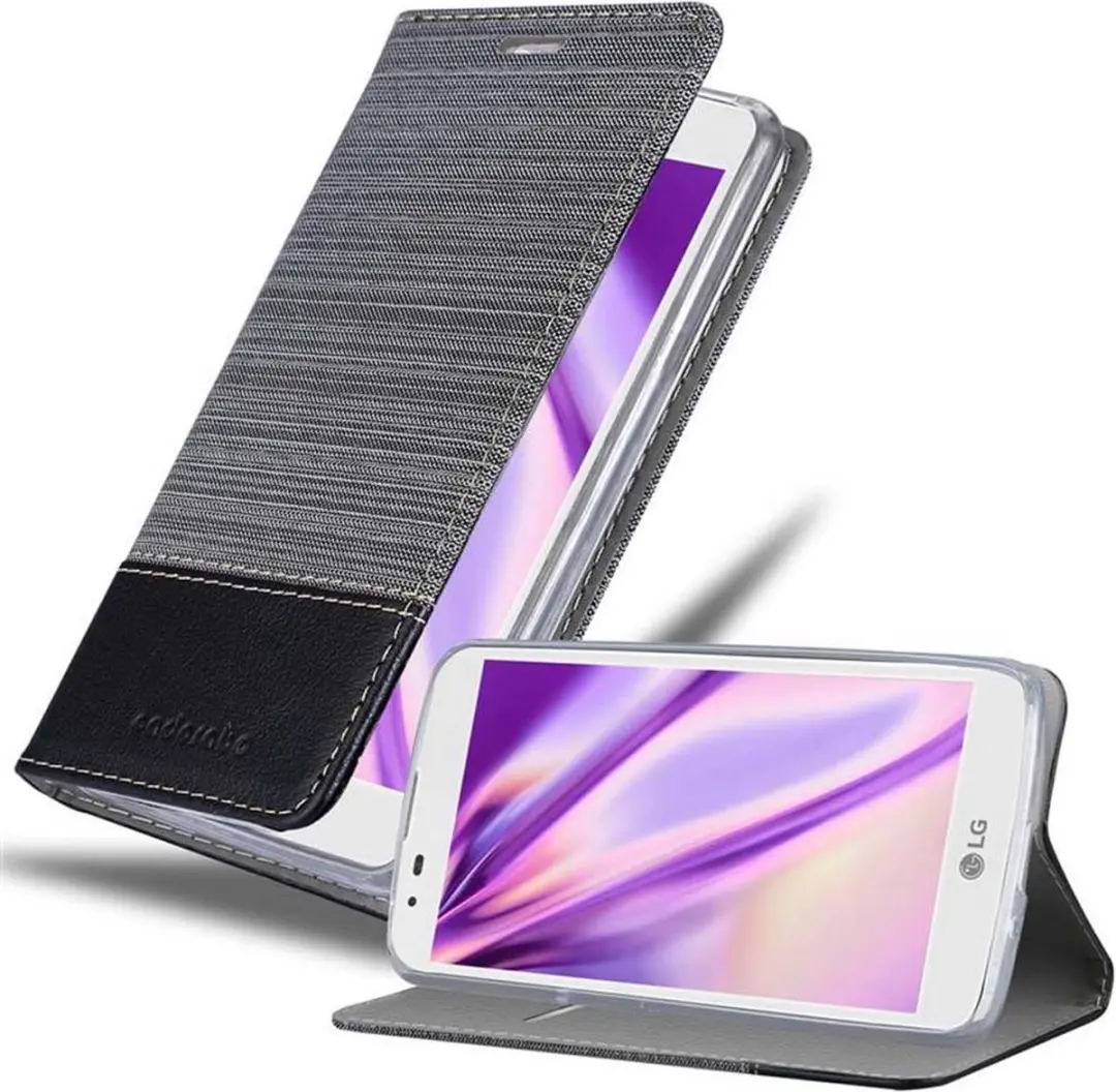 Cadorabo Hoesje geschikt voor LG K7 2016 in GRIJS ZWART