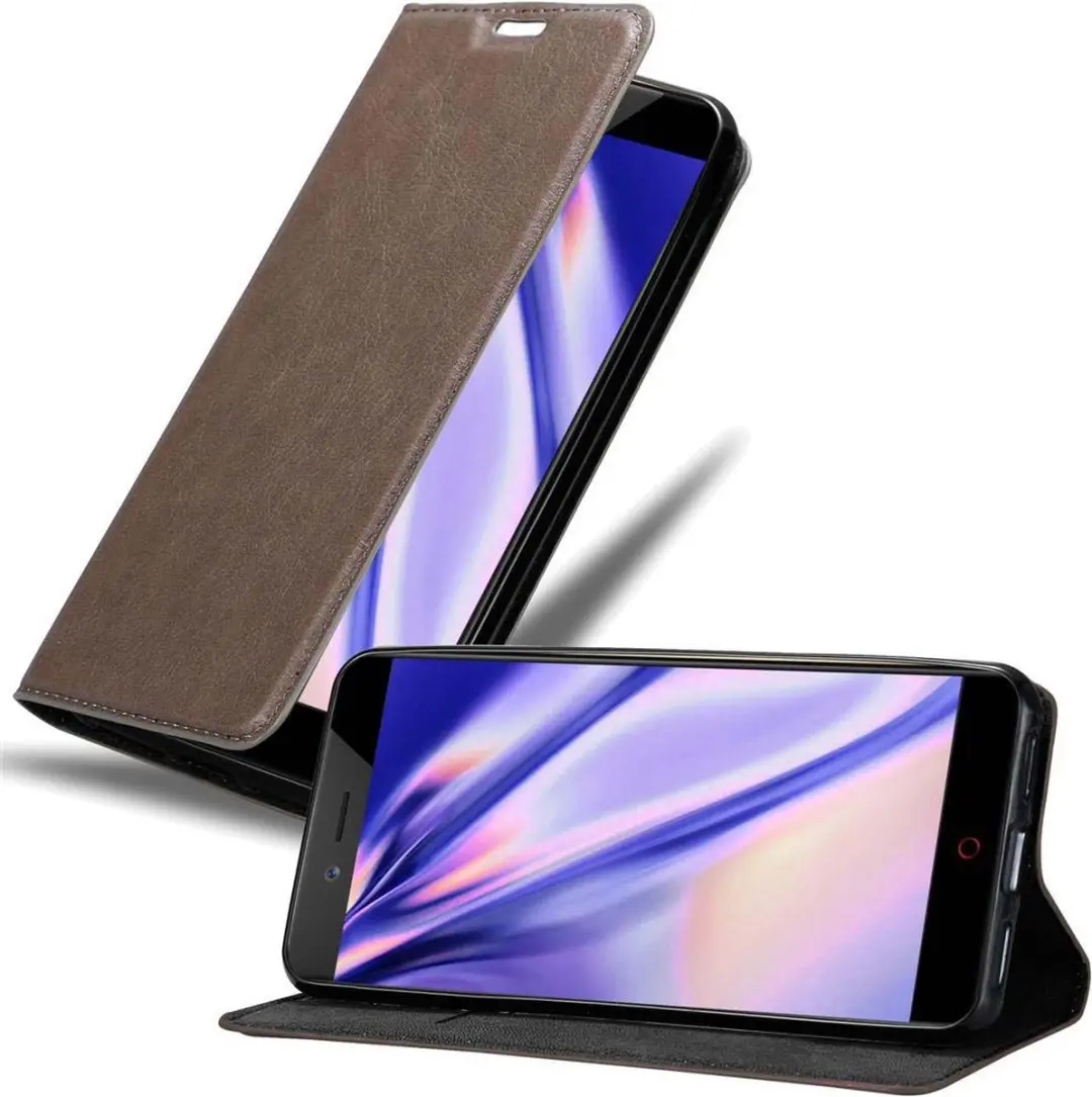 Cadorabo Hoesje geschikt voor ZTE Nubia Z17 MINI in KOFFIE BRUIN - Beschermhoes met magnetische sluiting, standfunctie en kaartvakje Book Case Cover Etui