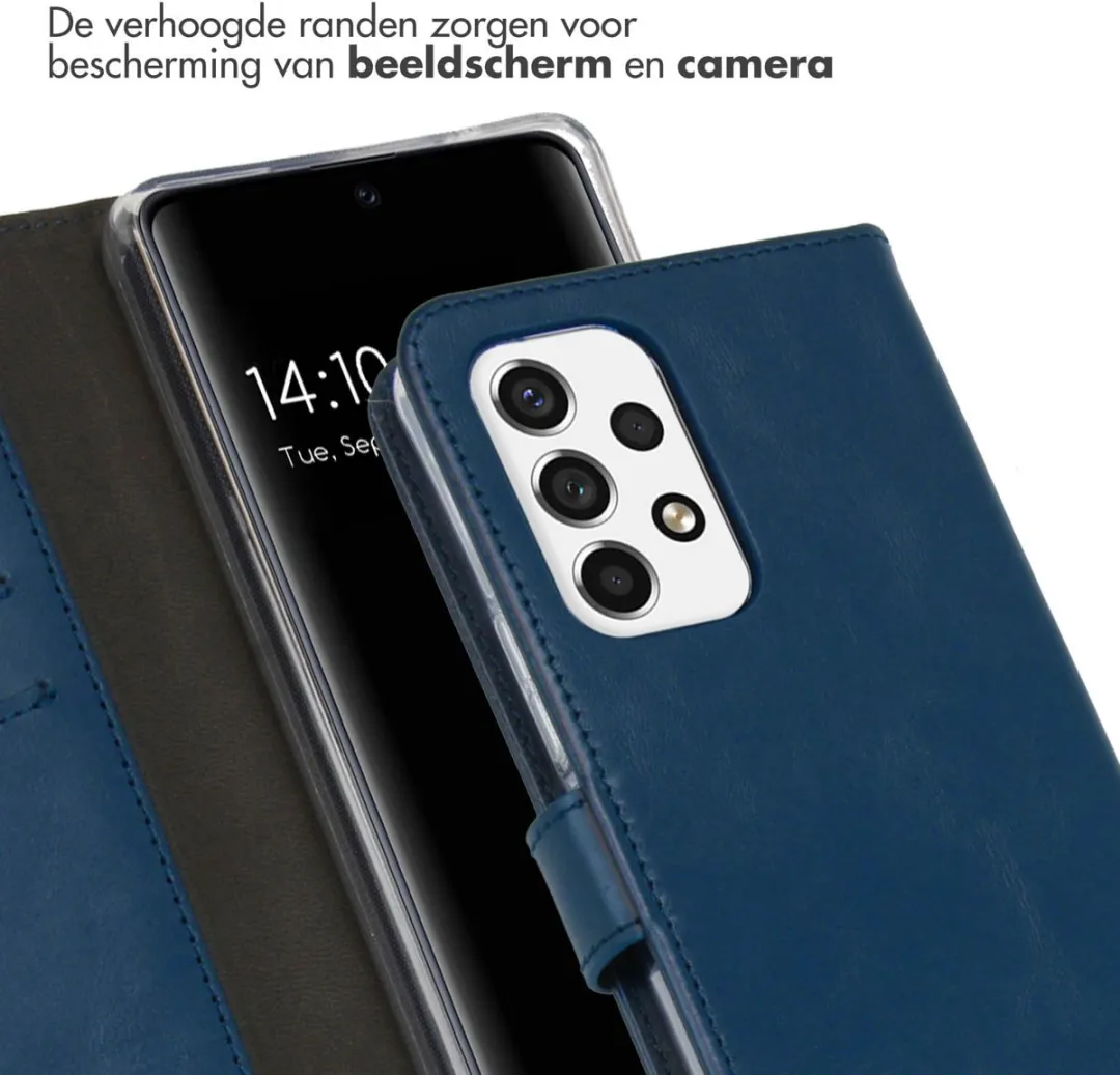 Selencia Hoesje Samsung Galaxy A53 - Echt Lederen Bookcase Blauw