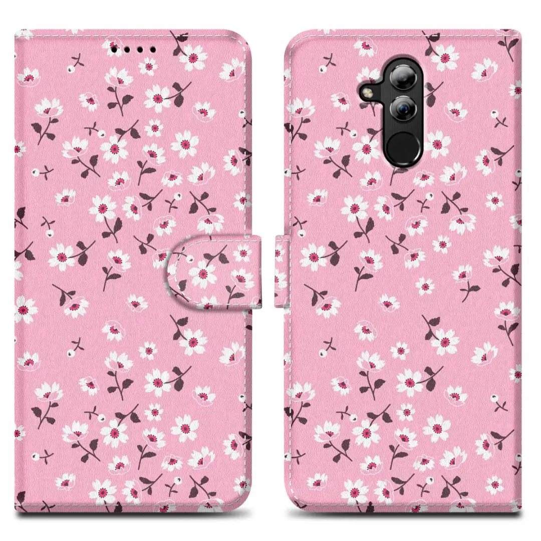 Cadorabo Hoesje geschikt voor Huawei MATE 20 LITE - Design Bloemenregen No. 6 - Beschermhoes Case Cover met magnetische sluiting, standaardfunctie en kaartvakje
