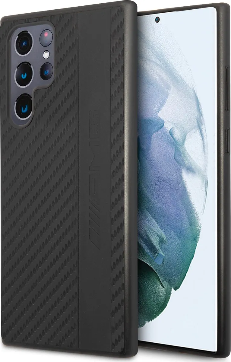 Mercedes AMG Carbon Effect Samsung Galaxy S22 Ultra Hoesje - Zwart