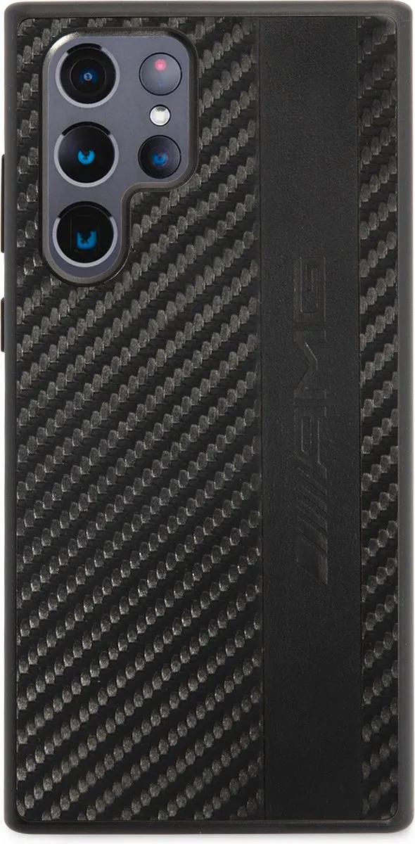 Mercedes AMG Carbon Effect Samsung Galaxy S22 Ultra Hoesje - Zwart