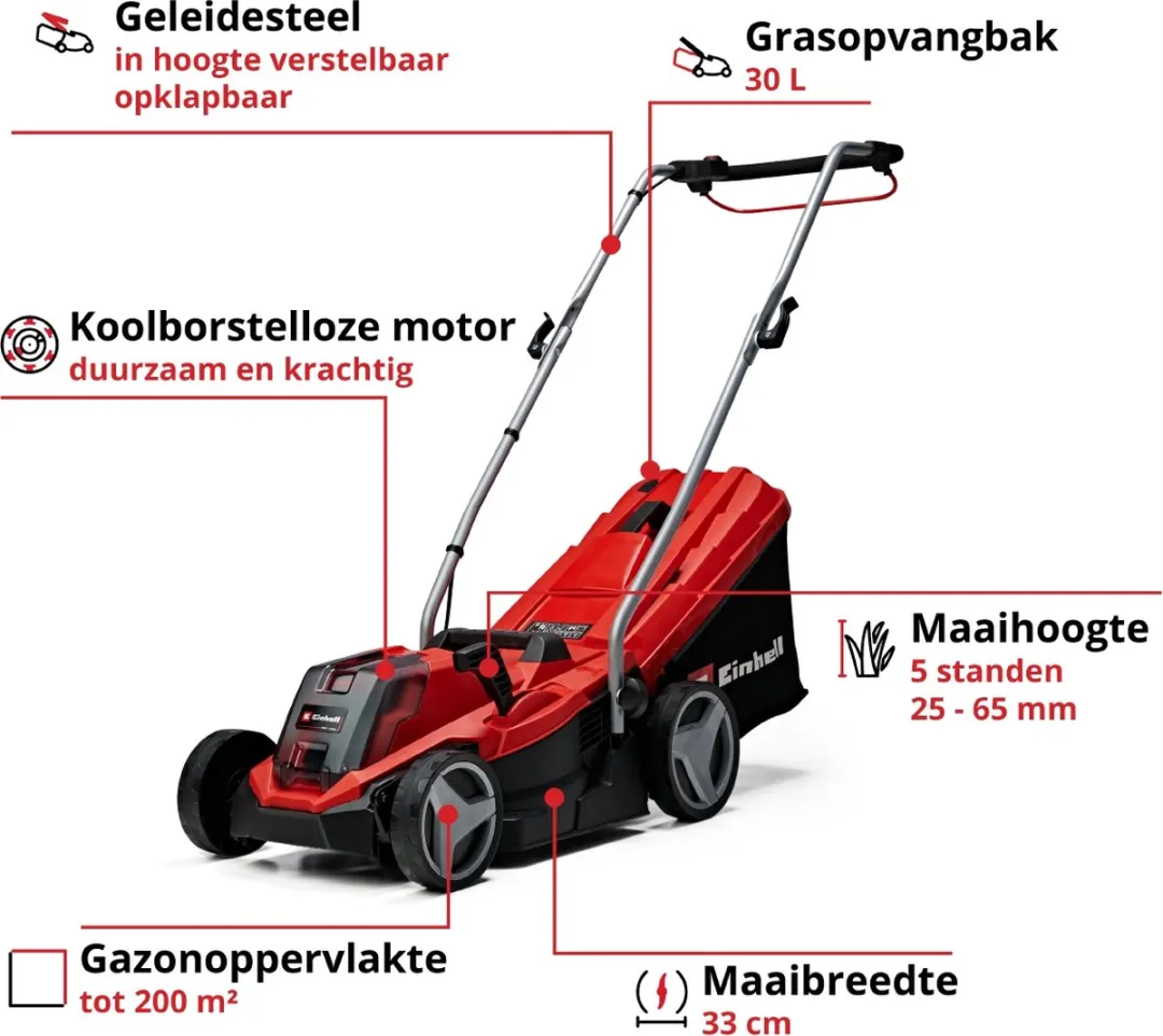 Einhell Accu Grasmaaier GE-CM 18/33 Li Kit - 33cm - 4.0Ah