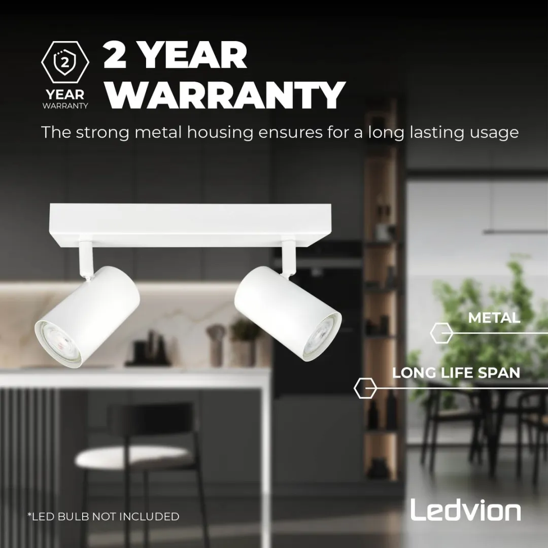 LEDVION LED Plafondspot 2x3W 2700K GU10 - Wit