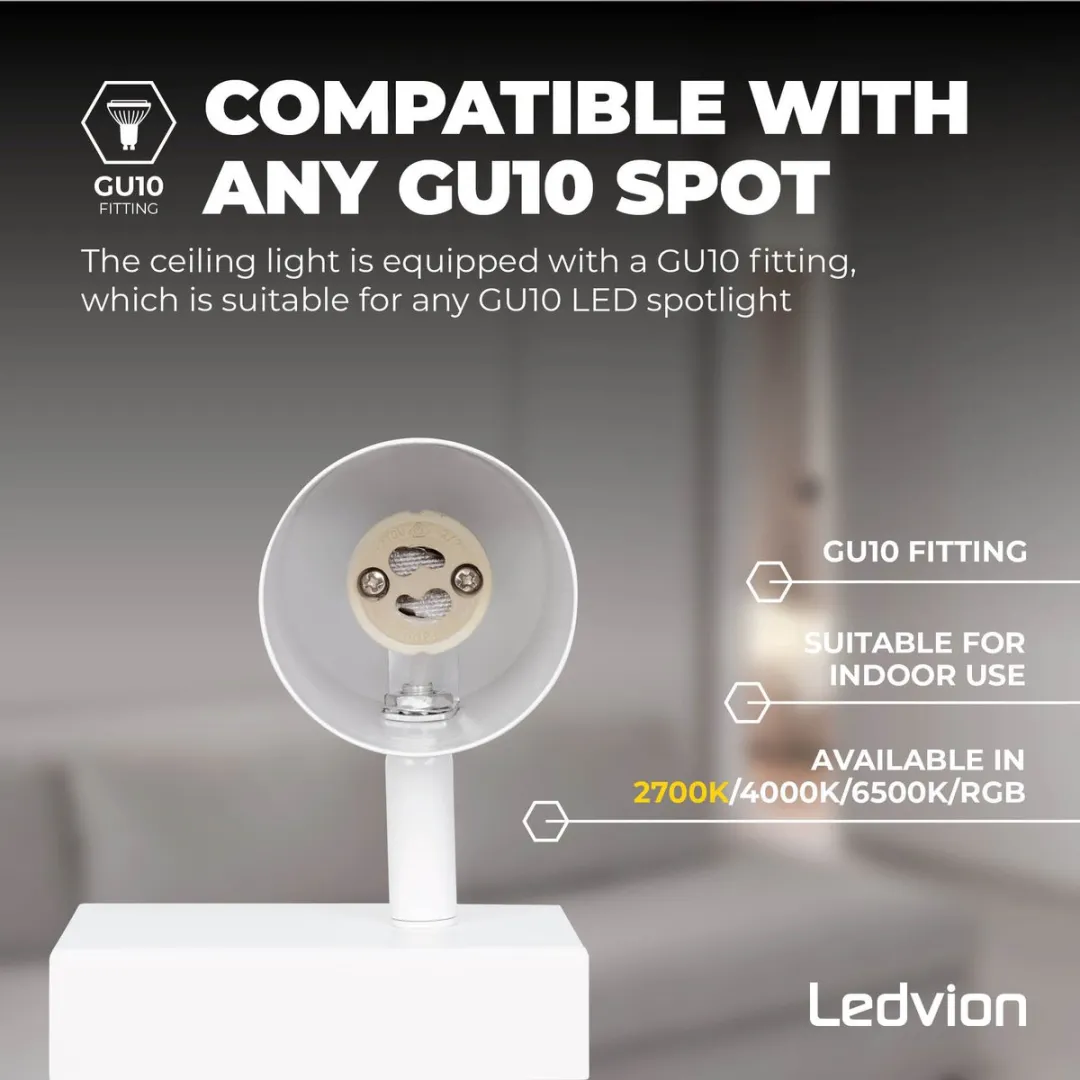 LEDVION LED Plafondspot 2x3W 2700K GU10 - Wit