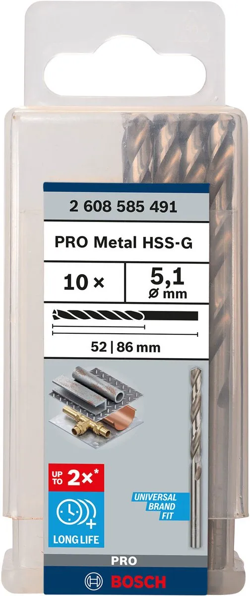 Bosch Professional ST. LINE 5.1mm HSS-G Boorbitten - 10 Stuks