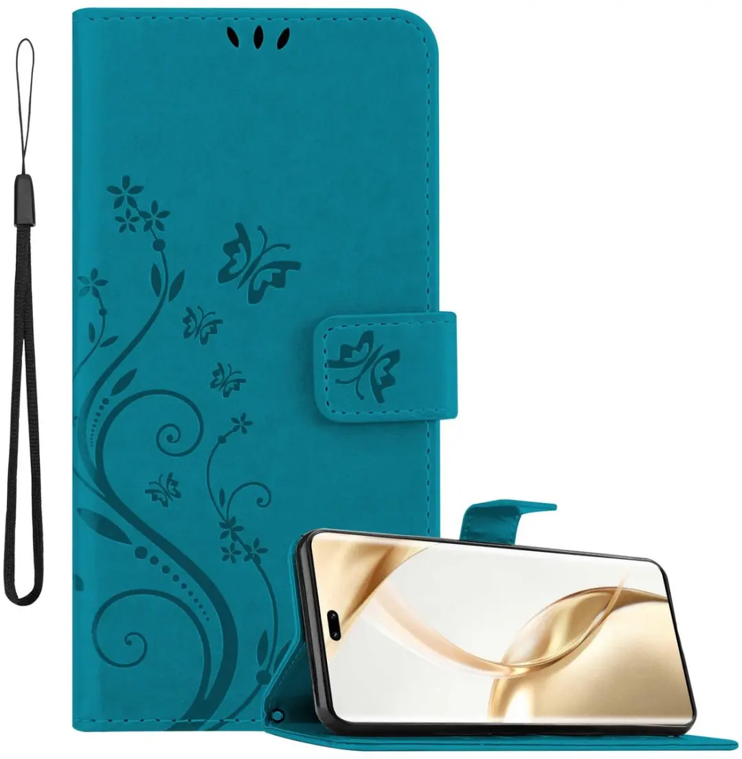 Cadorabo Hoesje geschikt voor Honor 200 Pro in BLOEMEN BLAUW