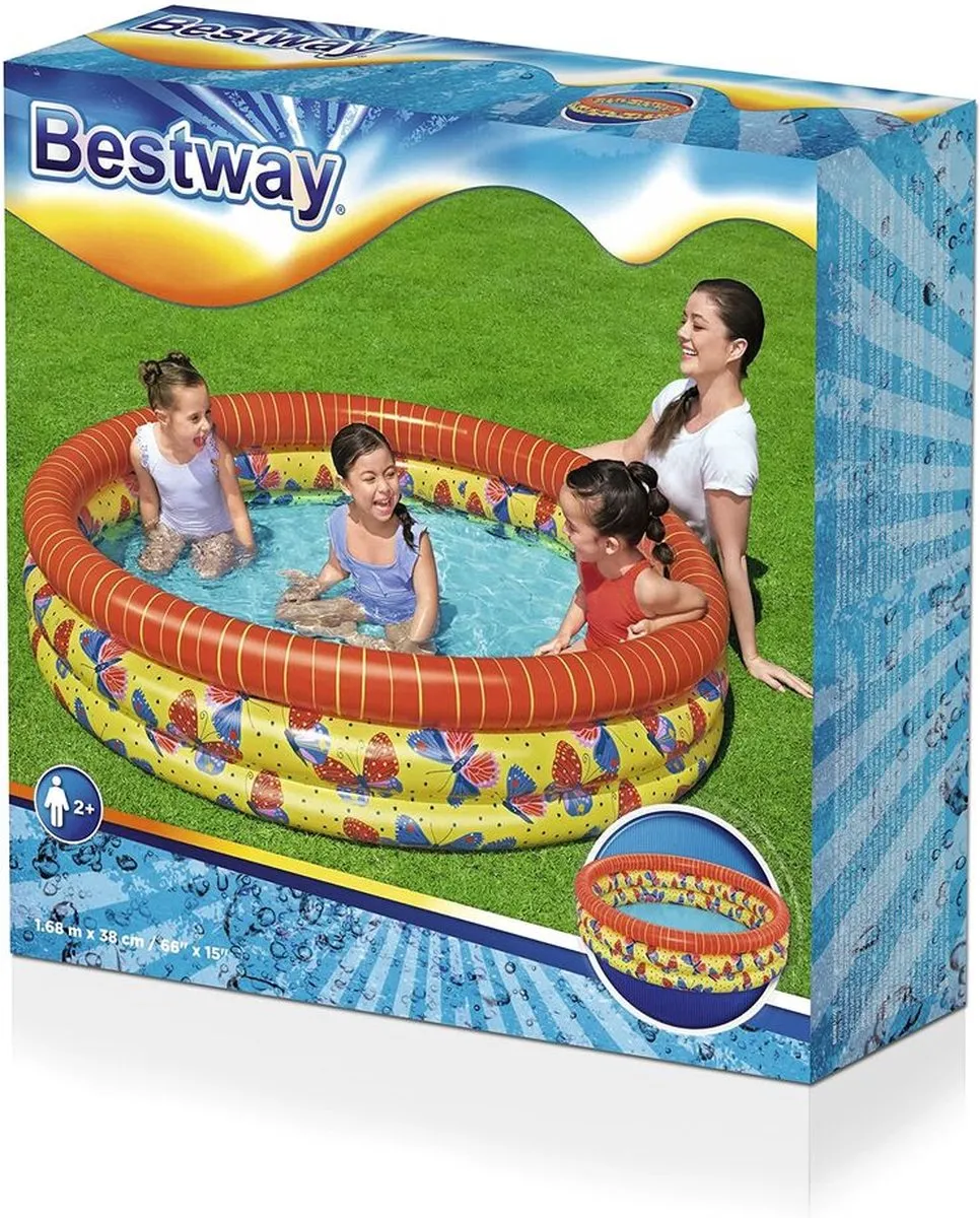 Bestway Vlinders Opblaasbaar Kinderzwembad 168x38cm - Multicolor
