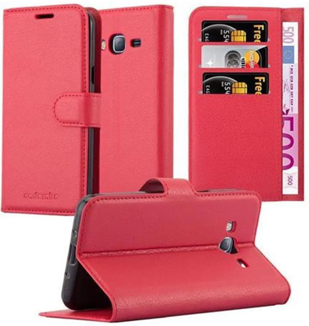 Cadorabo Hoesje geschikt voor Samsung Galaxy J3 2016 in KARMIJN ROOD