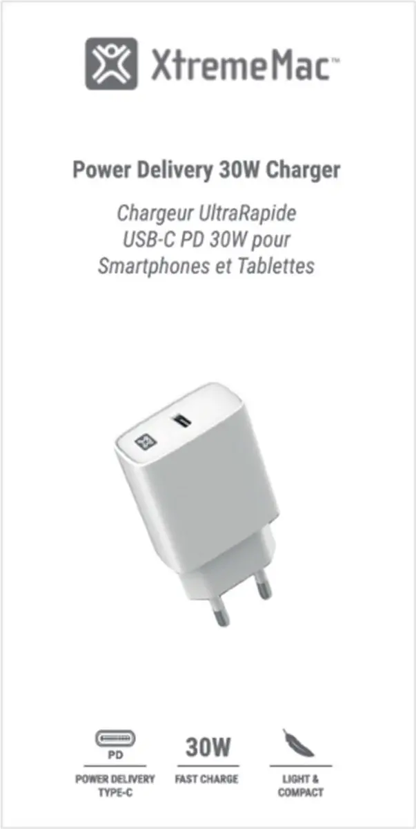 XtremeMac XWH-SPC30-03 USB-C Oplader 30W - Wit - afbeelding 6 van 6