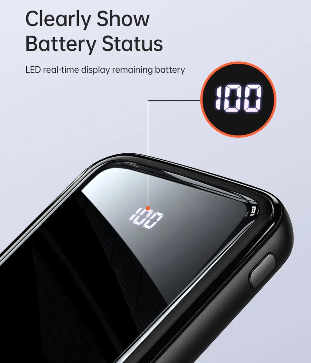 USAMS 10000mAh Powerbank - Digitaal Display - Zwart - afbeelding 3 van 6