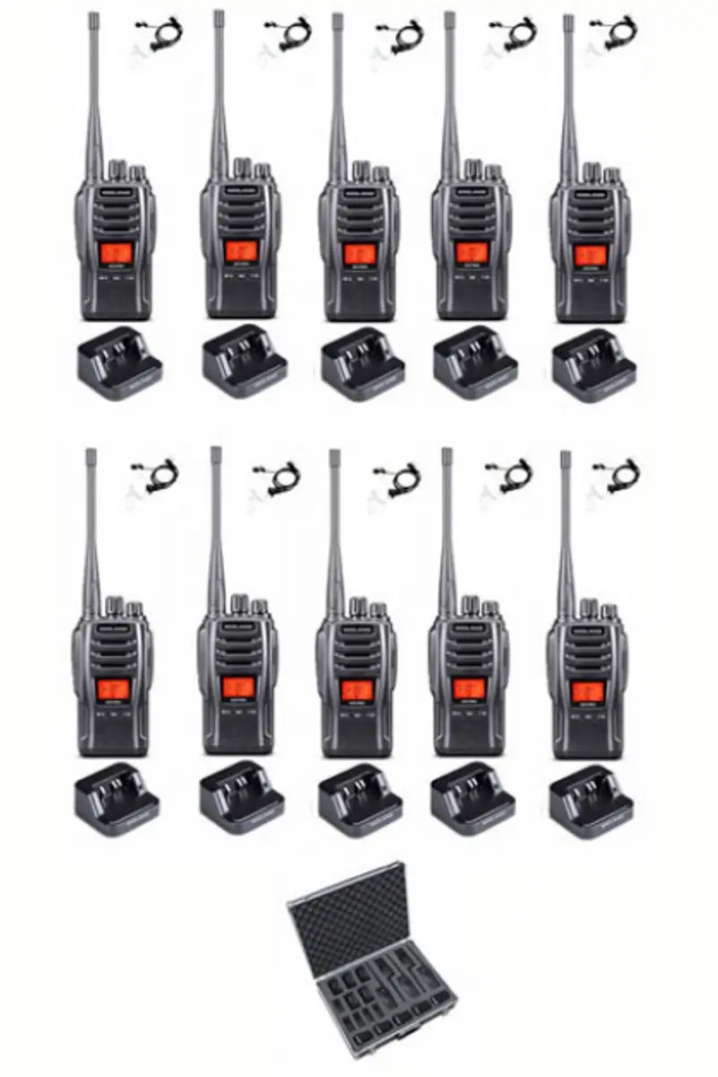 Set van 10 Midland G13 PRO UHF PMR446 / LPD69 robuuste Portofoons met beveiligin