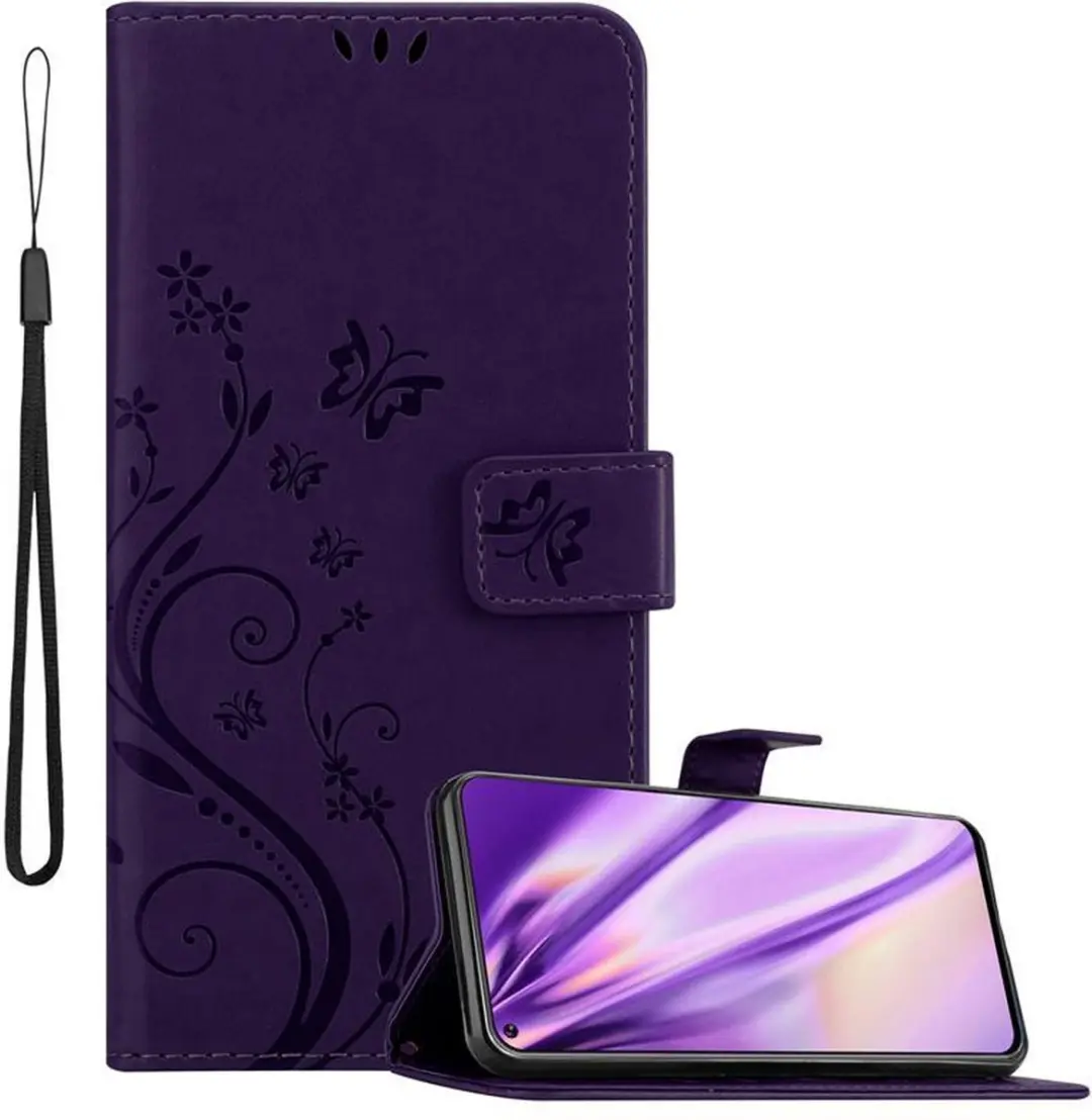 Cadorabo Hoesje geschikt voor Samsung Galaxy A8s in BLOEMEN DONKER PAARS