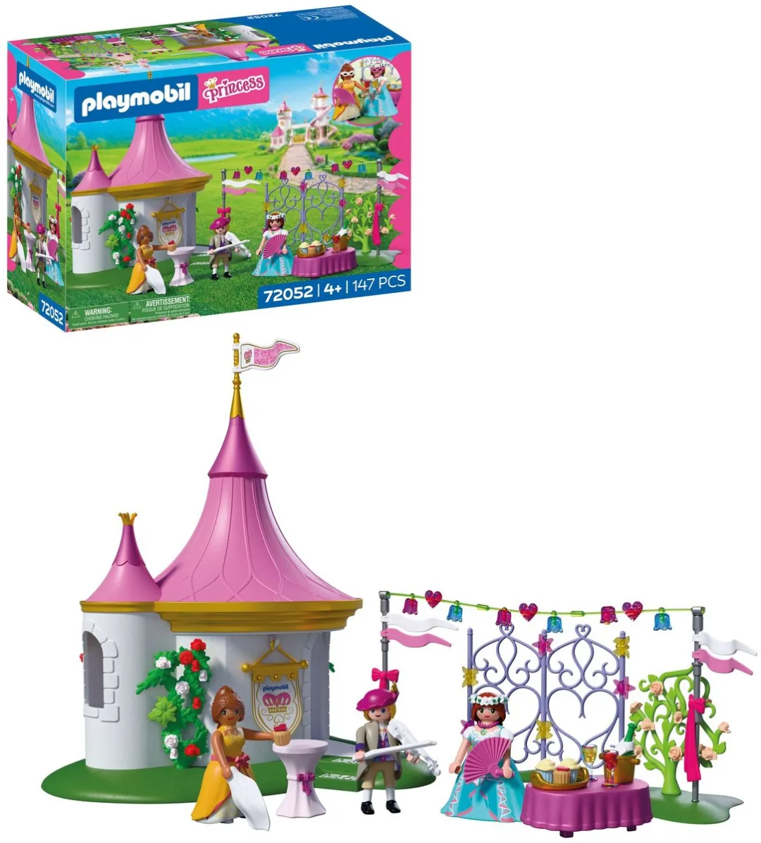 PLAYMOBIL | Princess | Maskerbal in het Paviljoen | 3 figuren met paviljoen en buffet | Stimuleert creativiteit | Prinsessenspeelgoed voor kinderen vanaf 4 jaar | 72052