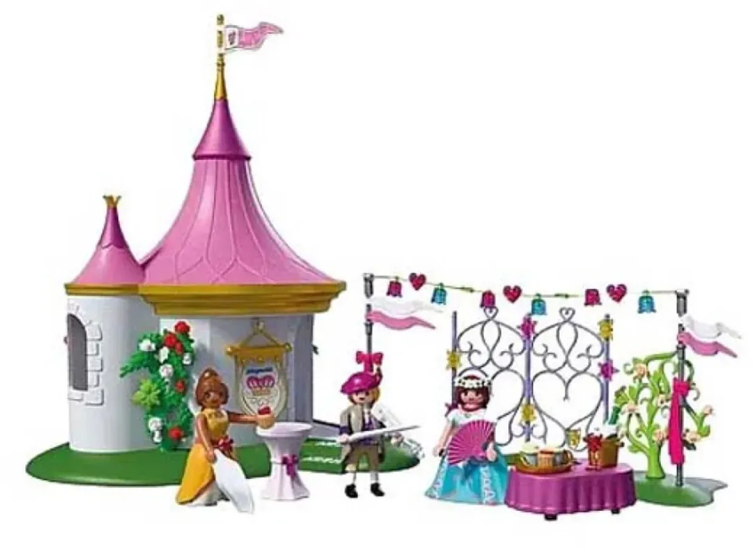 PLAYMOBIL | Princess | Maskerbal in het Paviljoen | 3 figuren met paviljoen en buffet | Stimuleert creativiteit | Prinsessenspeelgoed voor kinderen vanaf 4 jaar | 72052
