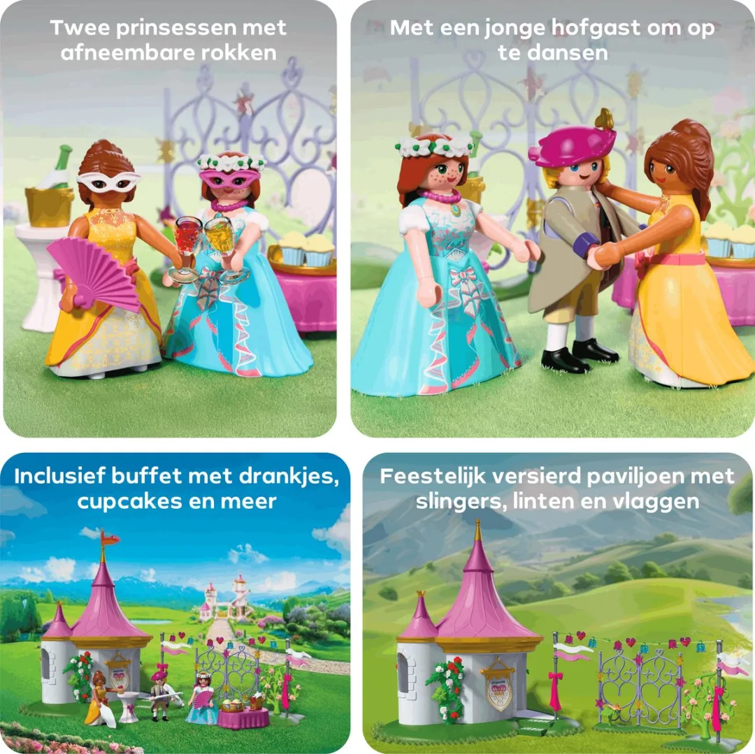PLAYMOBIL | Princess | Maskerbal in het Paviljoen | 3 figuren met paviljoen en buffet | Stimuleert creativiteit | Prinsessenspeelgoed voor kinderen vanaf 4 jaar | 72052