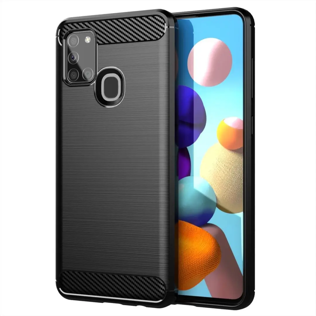 Cadorabo Hoesje geschikt voor Samsung Galaxy A21s in Brushed Zwart