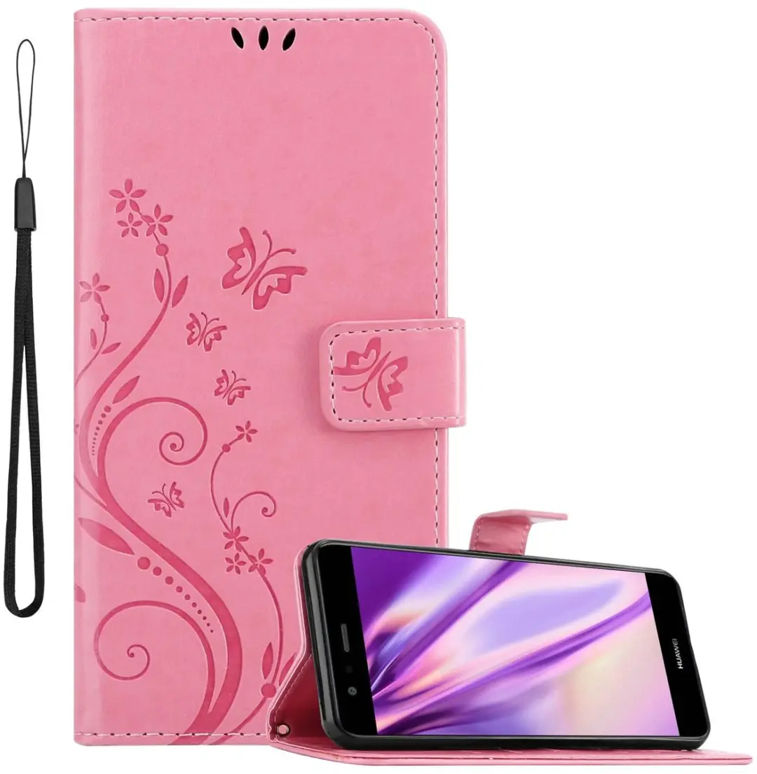 Cadorabo Hoesje geschikt voor Huawei P10 LITE in BLOEMEN ROZE