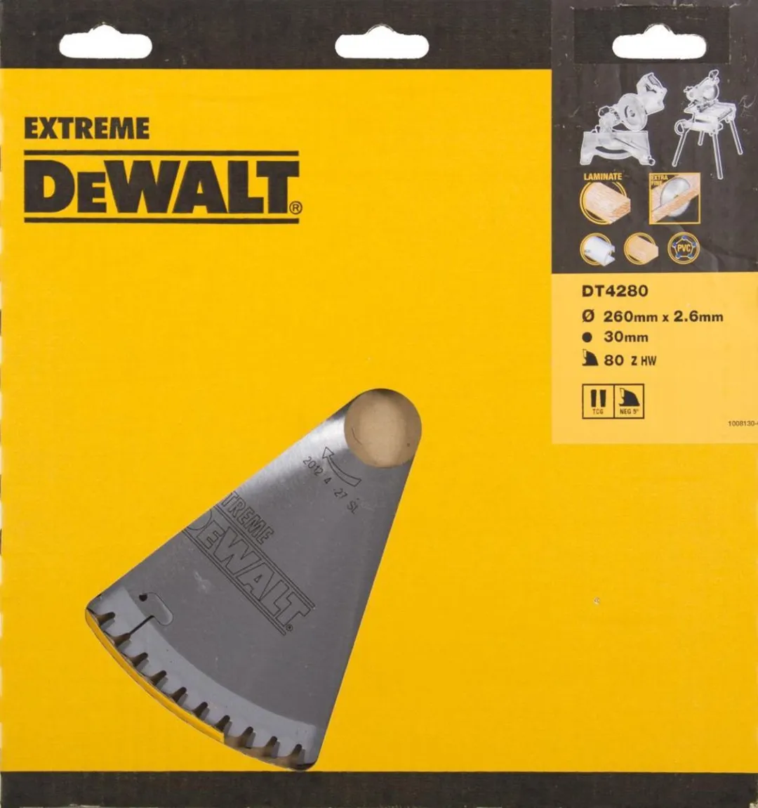 DeWalt Extreme DT4280-QZ Cirkelzaagblad Laminaat 260mm 80T - afbeelding 2 van 3