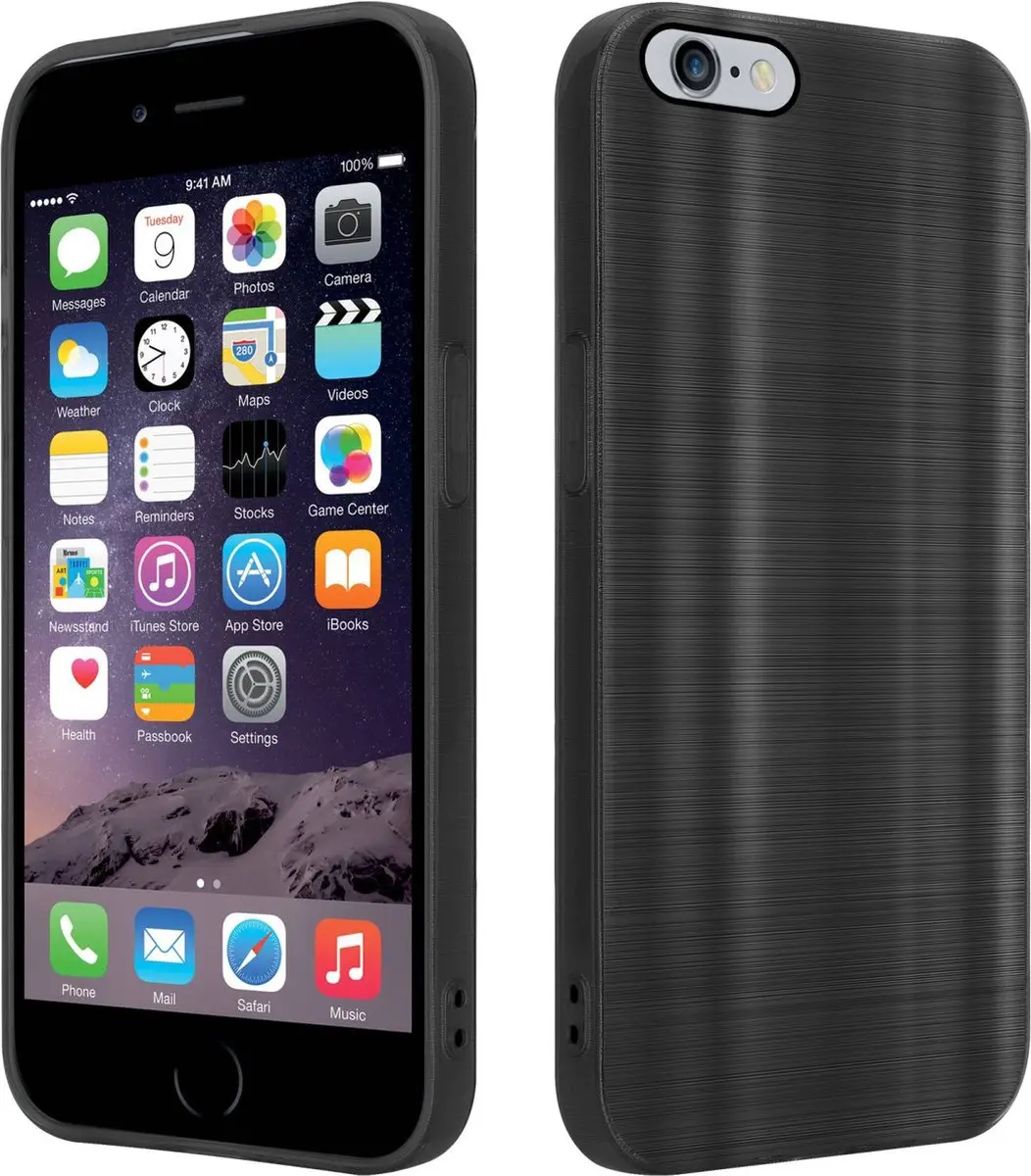 Cadorabo Hoesje geschikt voor Apple iPhone 6 PLUS / 6S PLUS in Brushed Zwart