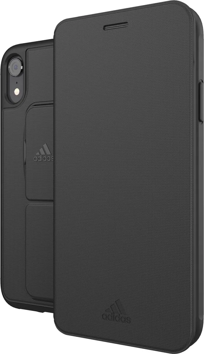 Adidas Folio Grip Case TPU Kunstleer iPhone XR - Zwart - afbeelding 4 van 6