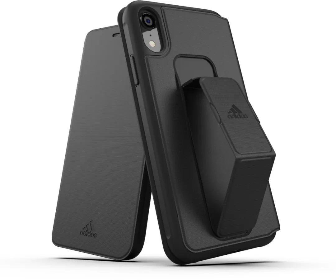 Adidas Folio Grip Case TPU Kunstleer iPhone XR - Zwart - afbeelding 5 van 6