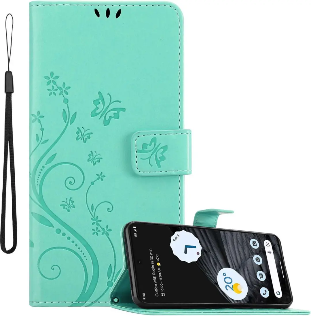 Cadorabo Hoesje geschikt voor Google PIXEL 7 PRO in BLOEMEN TURKOOIS