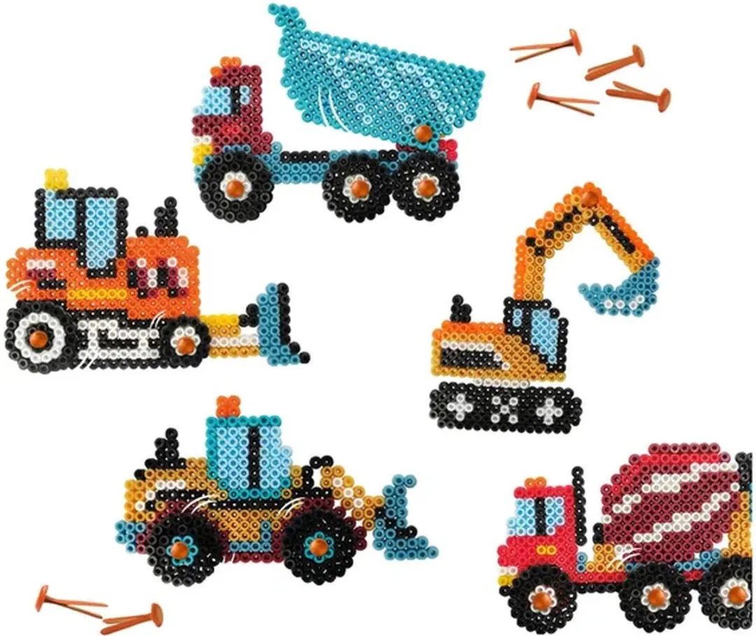 SES Creative Beedz Bouwvoertuigen Strijkvellen 2400 Stuks - 15 Kleuren