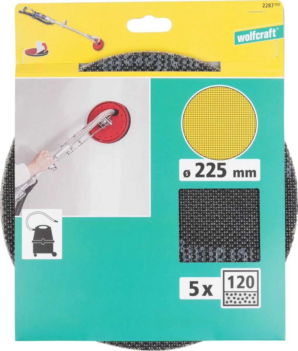 Wolfcraft 225mm Schuurpapier korrel 120 - 5 Stuks