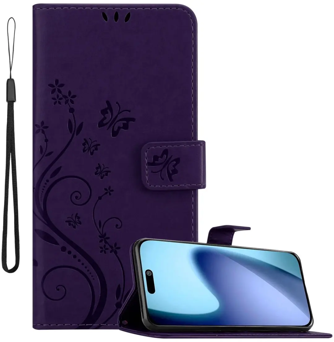 Cadorabo Hoesje geschikt voor iPhone 17 Case in BLOEMEN DONKER PAARS Beschermhoe