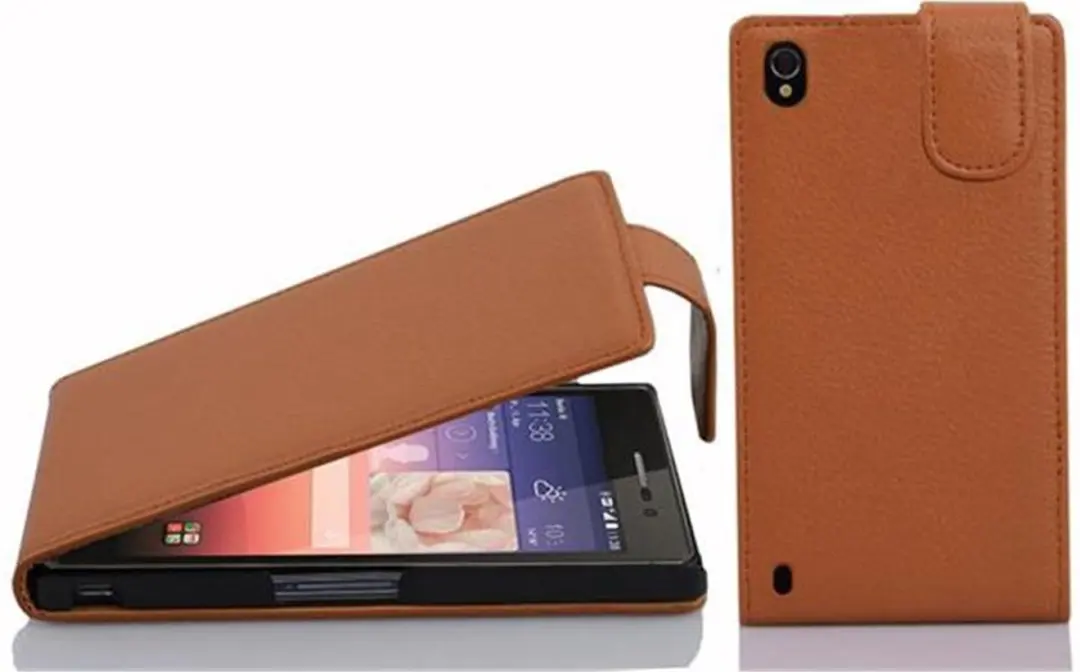 Cadorabo Hoesje geschikt voor Huawei ASCEND P7 in COGNAC BRUIN