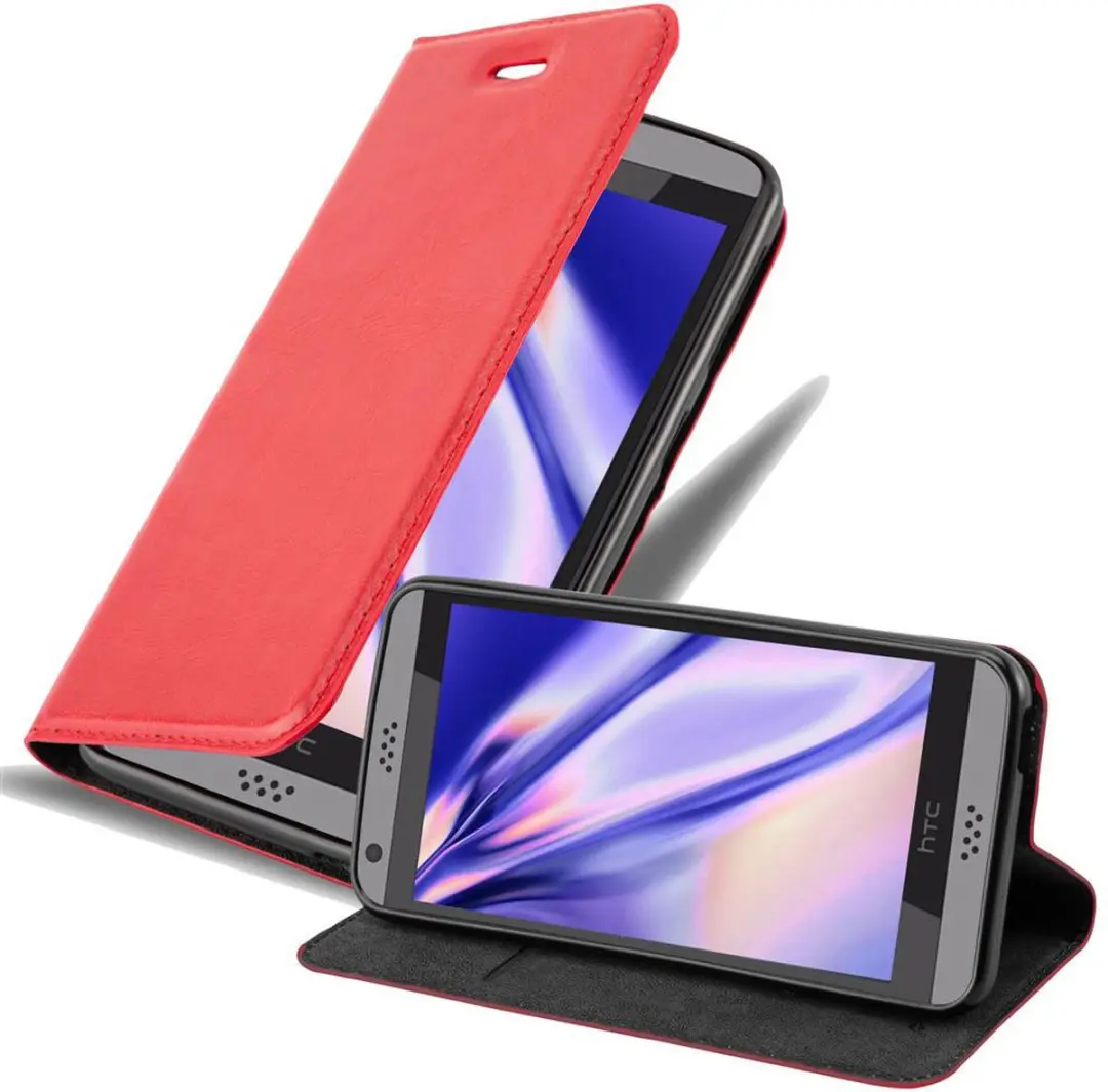 Cadorabo Hoesje geschikt voor HTC Desire 530 / 630 in APPEL ROOD - Beschermhoes met magnetische sluiting, standfunctie en kaartvakje Book Case Cover Etui