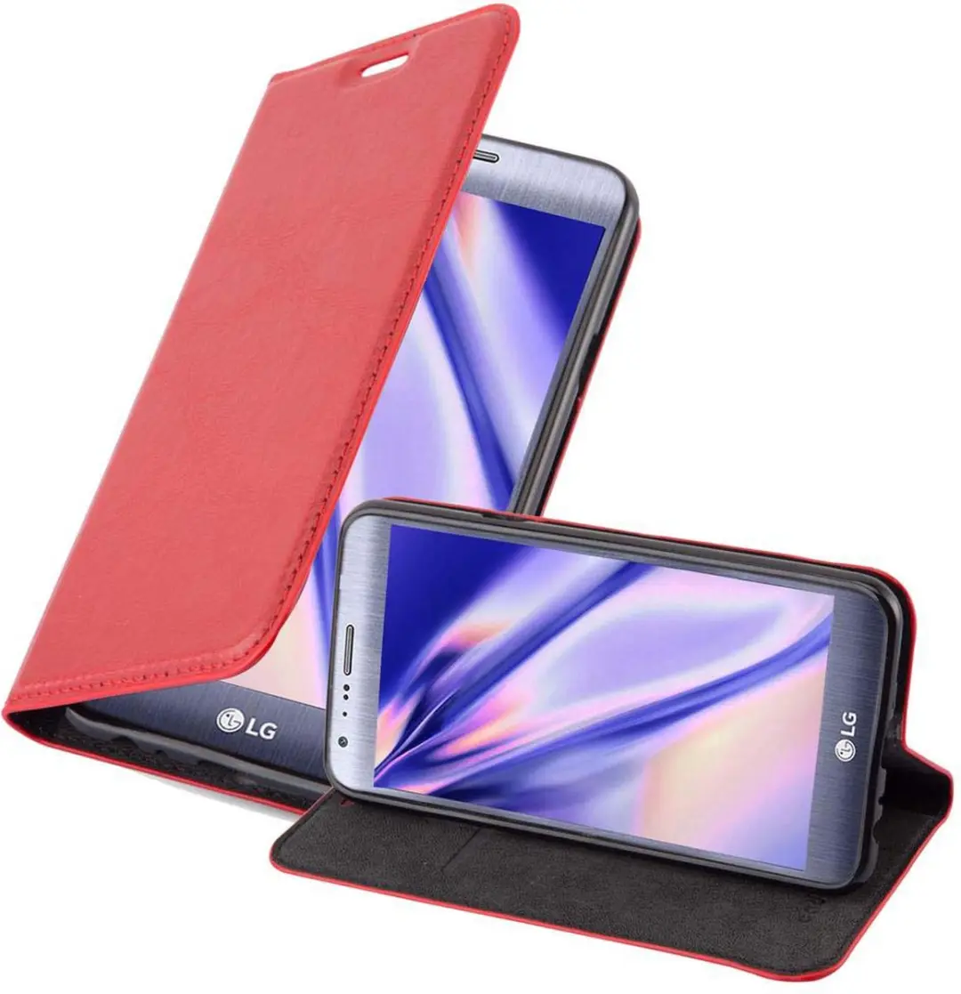 Cadorabo Hoesje geschikt voor LG X CAM in APPEL ROOD - Beschermhoes met magnetische sluiting, standfunctie en kaartvakje Book Case Cover Etui