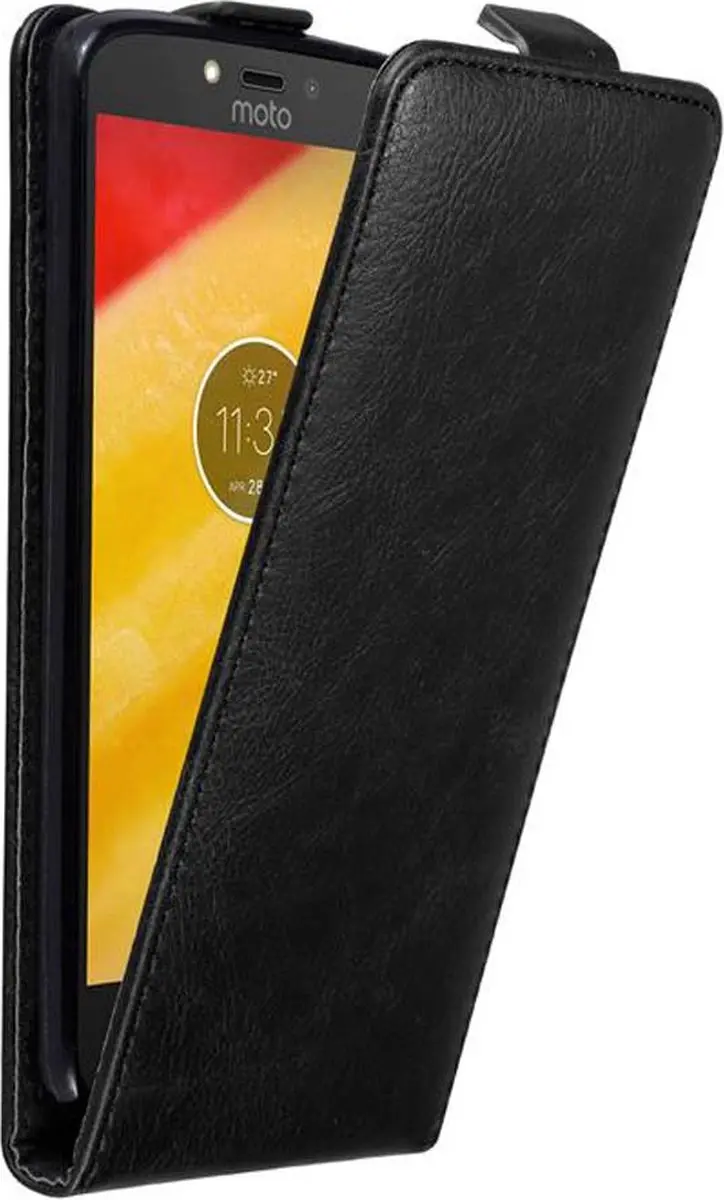 Cadorabo Hoesje geschikt voor Motorola MOTO C PLUS in ZWARTE NACHT