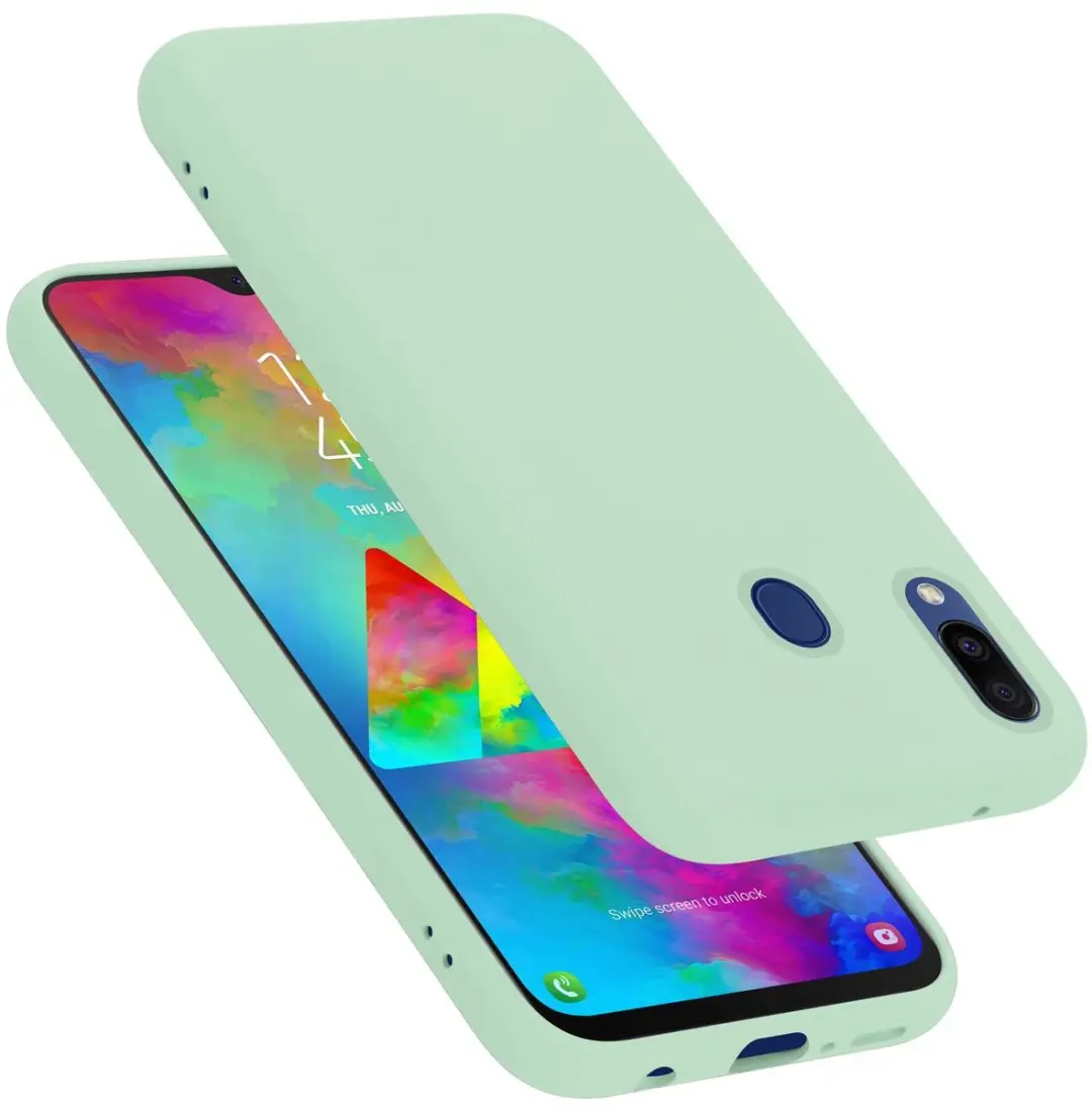 Cadorabo Hoesje geschikt voor Samsung Galaxy M20 in LIQUID LICHT GROEN