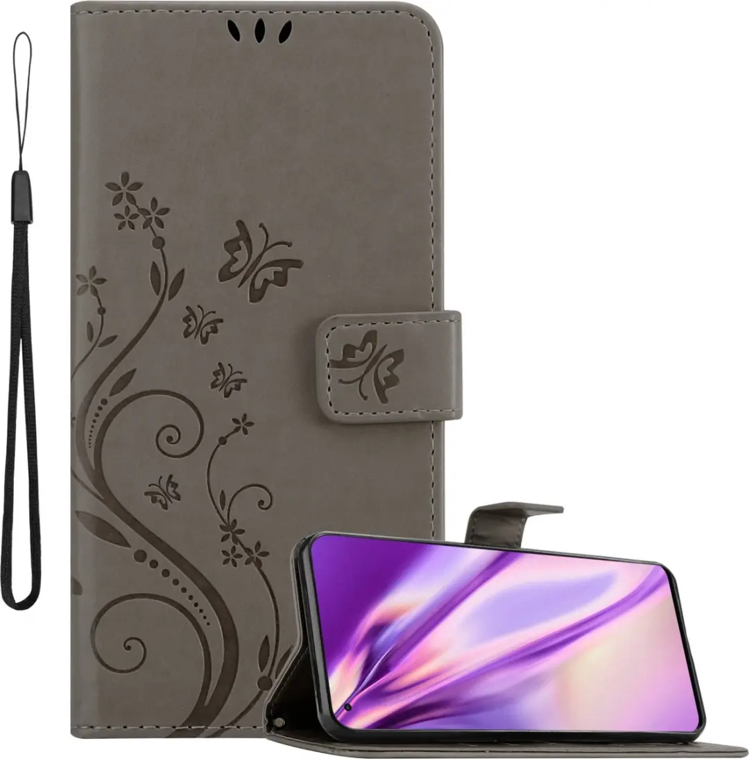 Cadorabo Hoesje geschikt voor Oppo FIND X5 PRO in BLOEMEN GRIJS