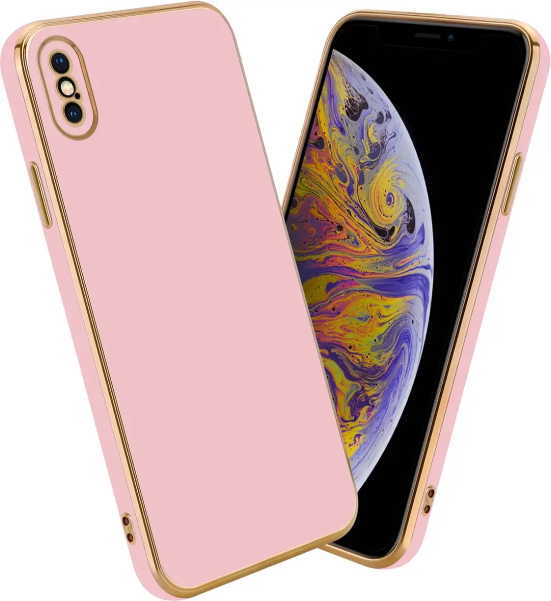 Cadorabo Hoesje geschikt voor Apple iPhone X / XS in Glossy Roze
