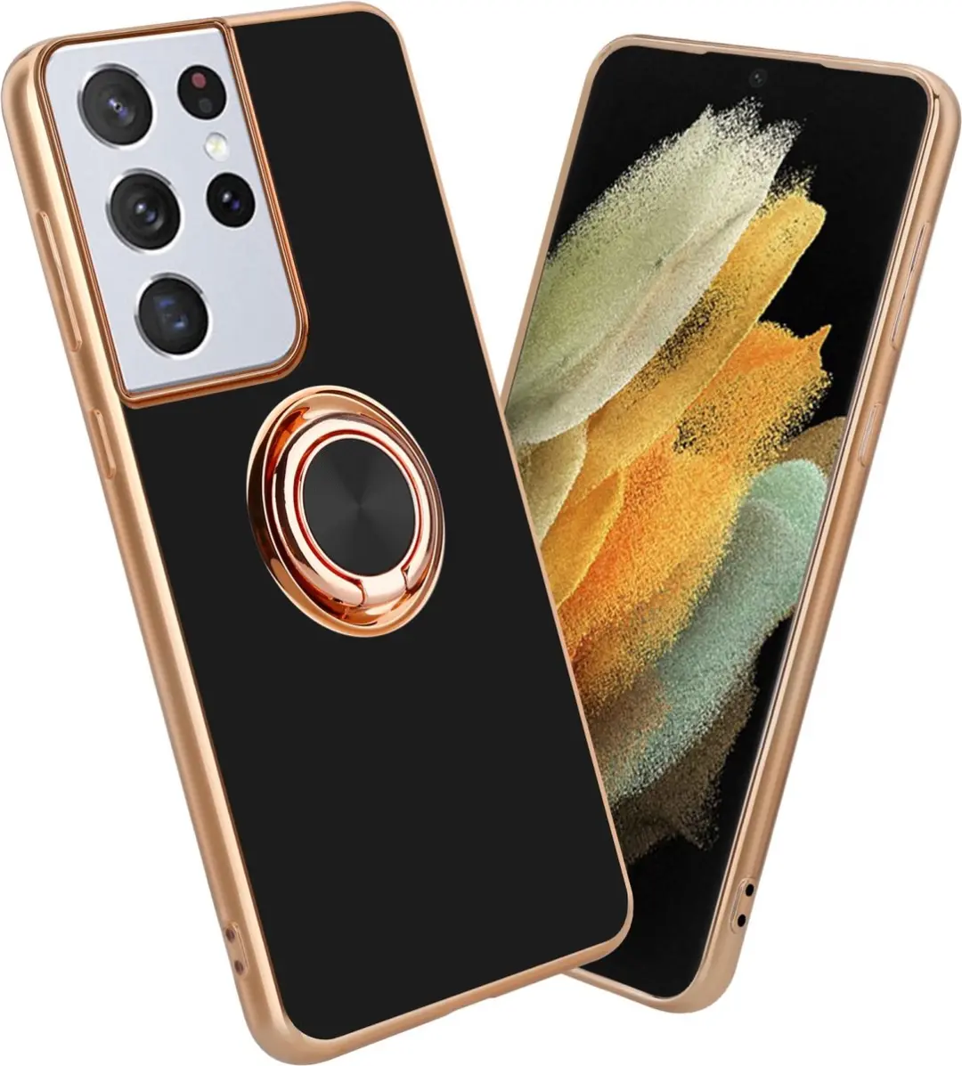 Cadorabo Hoesje geschikt voor Samsung Galaxy S21 ULTRA in Glossy Zwart