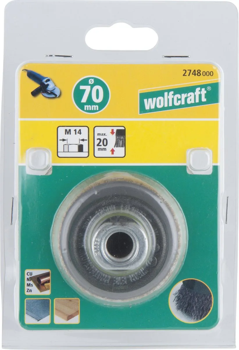 Wolfcraft Komborstel 70mm voor Haakse Slijper - Draadborstel - afbeelding 2 van 3