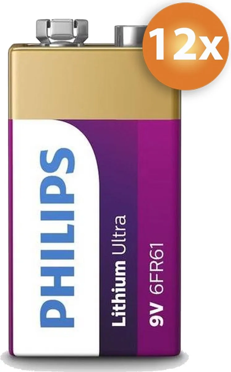 Philips 9V Lithium Batterijen 1200mAh