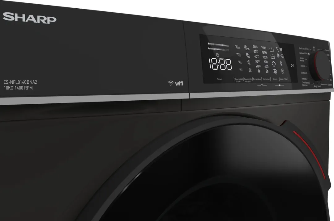 Sharp ESNFL014CBNA2BX Wasmachine 10 kg - Mat Zwart - afbeelding 6 van 6