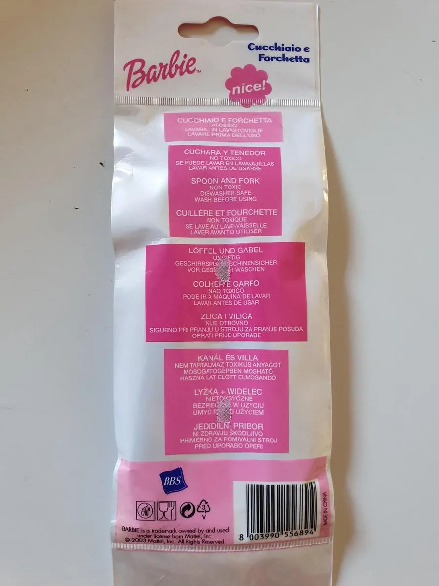 Barbie Kinderbestek - 2 Stuks - Roze