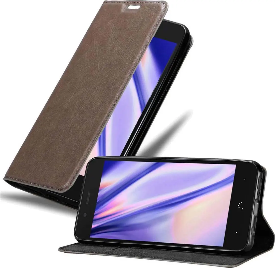 Cadorabo Hoesje geschikt voor BQ Aquaris X5 in KOFFIE BRUIN - Beschermhoes met magnetische sluiting, standfunctie en kaartvakje Book Case Cover Etui