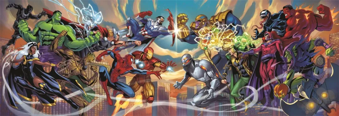 Clementoni Marvel Heroes vs Villains Puzzel 1000 Stuks - Panorama - Multikleur
